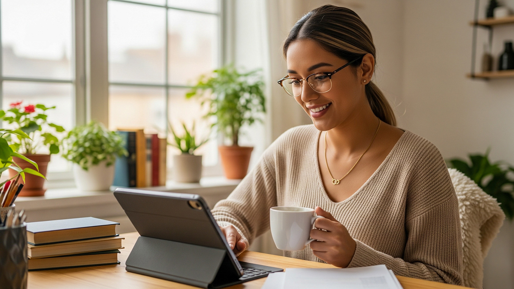 The image shows a man sitting in a dental chair, receiving treatment from a dentist who is standing behind him.