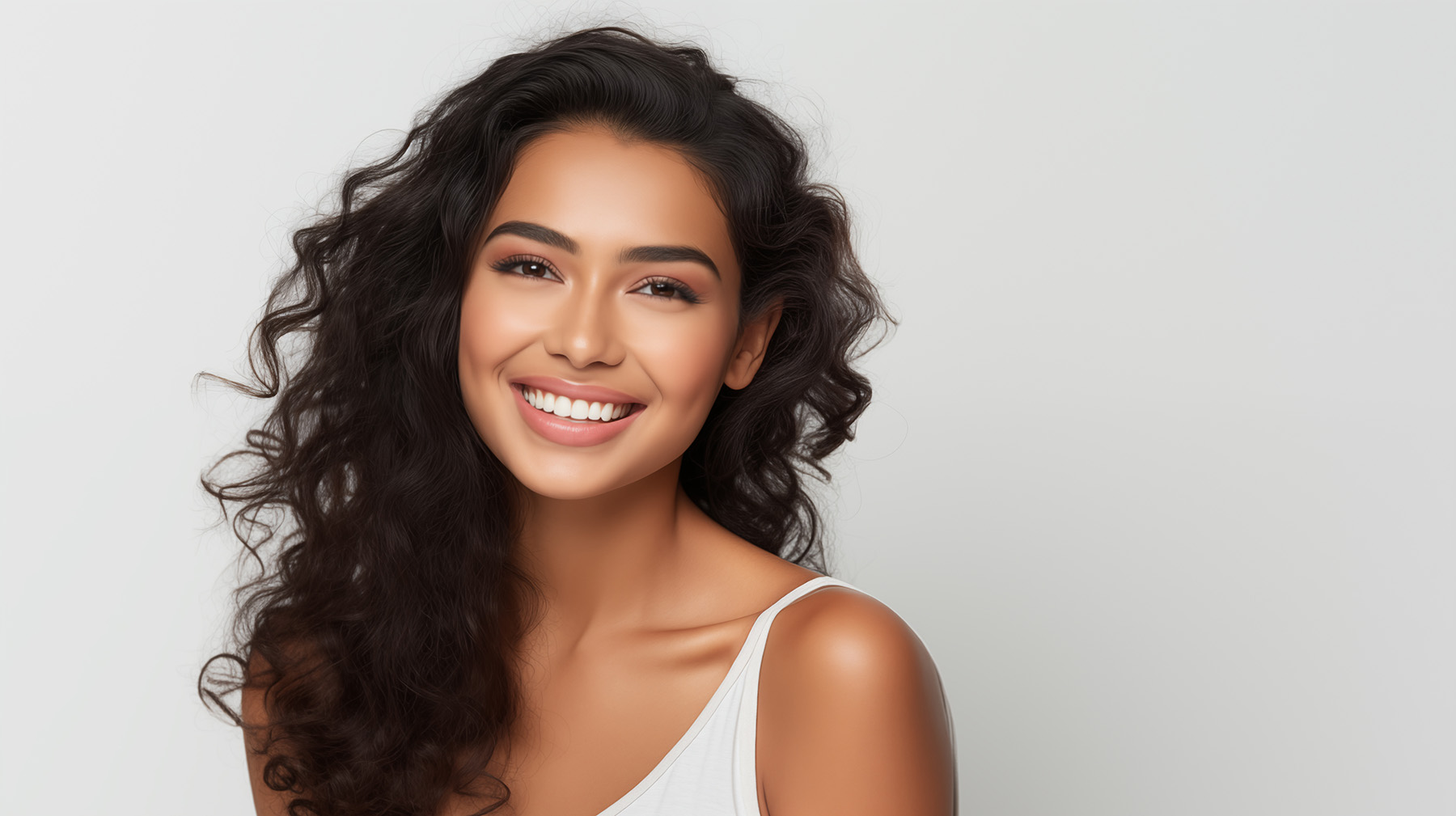 A person is seated in a dental chair, receiving care from a dental professional who stands behind them.
